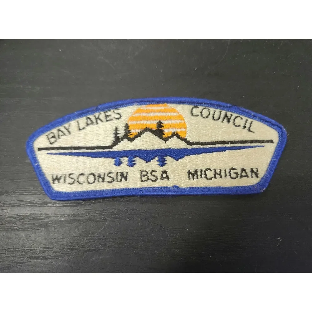 Bay-Lakes Council BSA Patch Wisconsin Michigan Boy Scouts Sunset Design Vintage